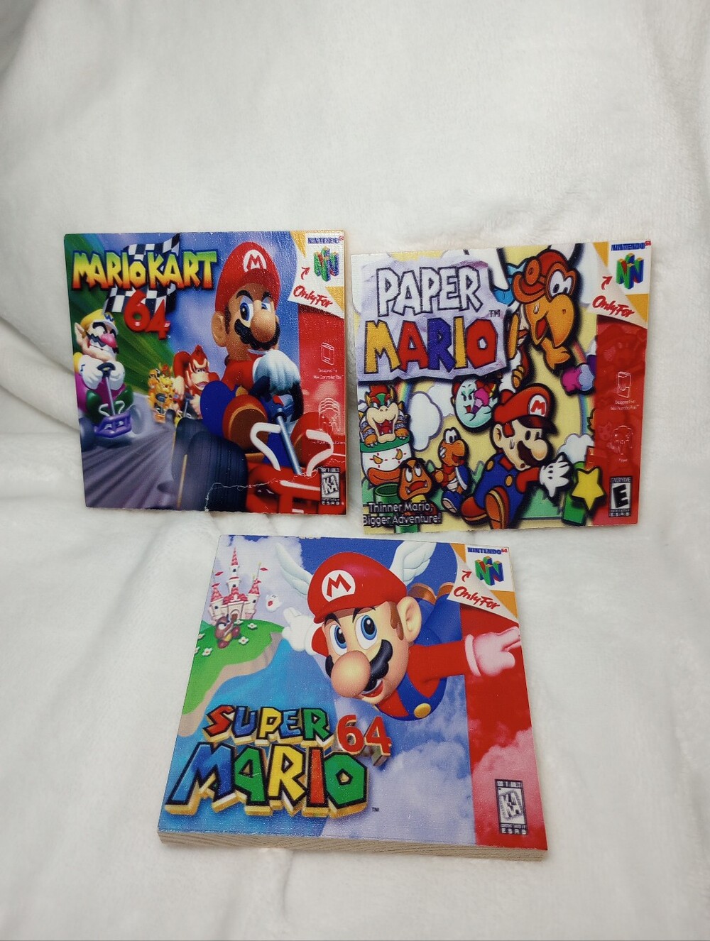 Super Mario 64 Mario Kart Paper Mario Bedroom Gamer Decor 3 Wooden Blocks   N64